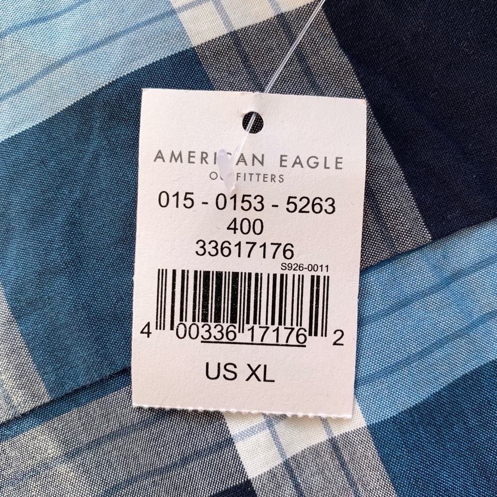 American Eagle Blue Buffalo Plaid Classic Fit Shirt - Picture 6 of 6